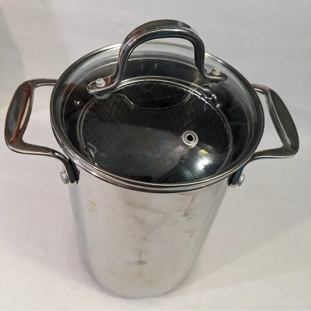 Crate & Barrel Stainless Steel Asparagus Steamer Pot with Basket and‎ Glass Lid